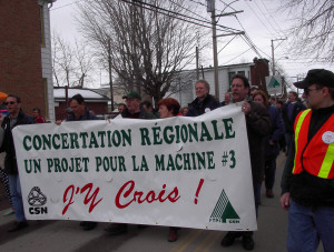 Marche de protestation des travailleurs de l'usine Bowater et de la population de Donnacona